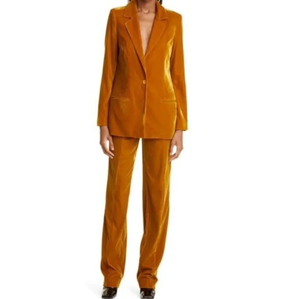 Staud Velvet Blazer Jacket in Butterscotch - Picture 2 of 6